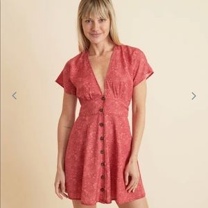 Marine Layer Camila Mini Dress in Red Ditsy Floral Print